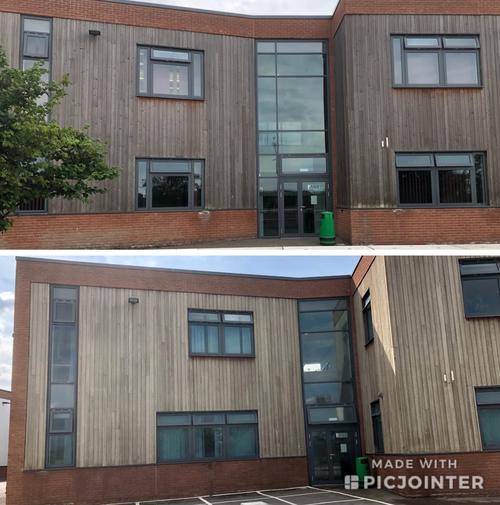 Before and after picture of softwashing